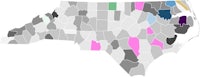 a map of the state of north carolina with different colors